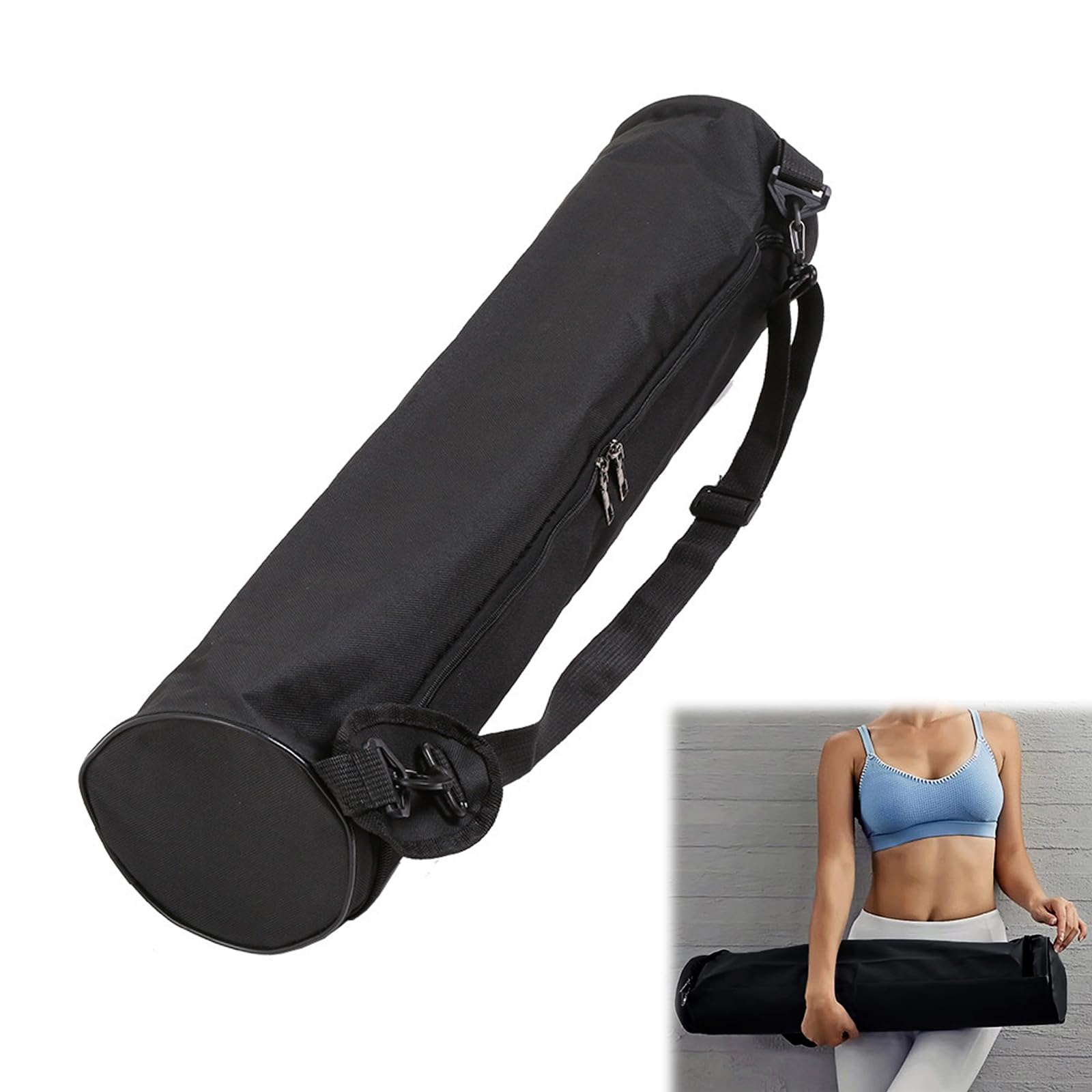 Rakiuty Exercise Yoga Mat Bag,Shoulder Strap Carry Yoga Mat Bag,Full-Zip Canvas Waterproof Yoga Mat Carry Bag,Portable Adjustable Design,1PC