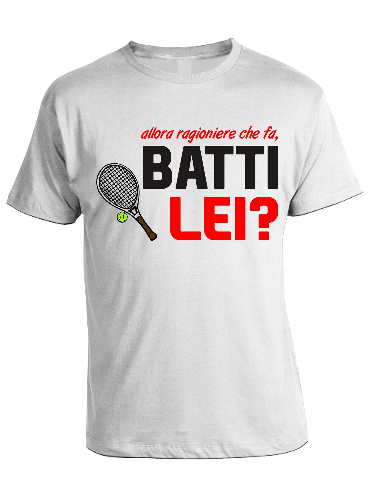 bubbleshirt Maglietta Uomo Film Cult Anni ’80 – “Allora Ragioniere Che Fa, Batti lei? – T-Shirt Divertente Manica Corta 100% Cotone – Idea Regalo Cinema Vintage Italiano – Taglie S-XXL