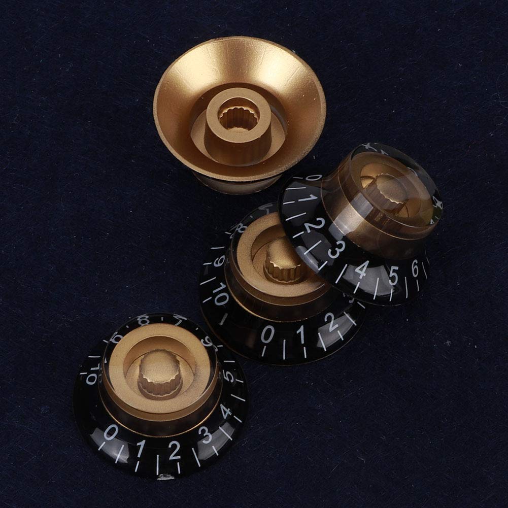 4 Manopole Nere Per Controllo Volume/tono Chitarra Elettrica/basso - Con Anello In Gomma - copertina
