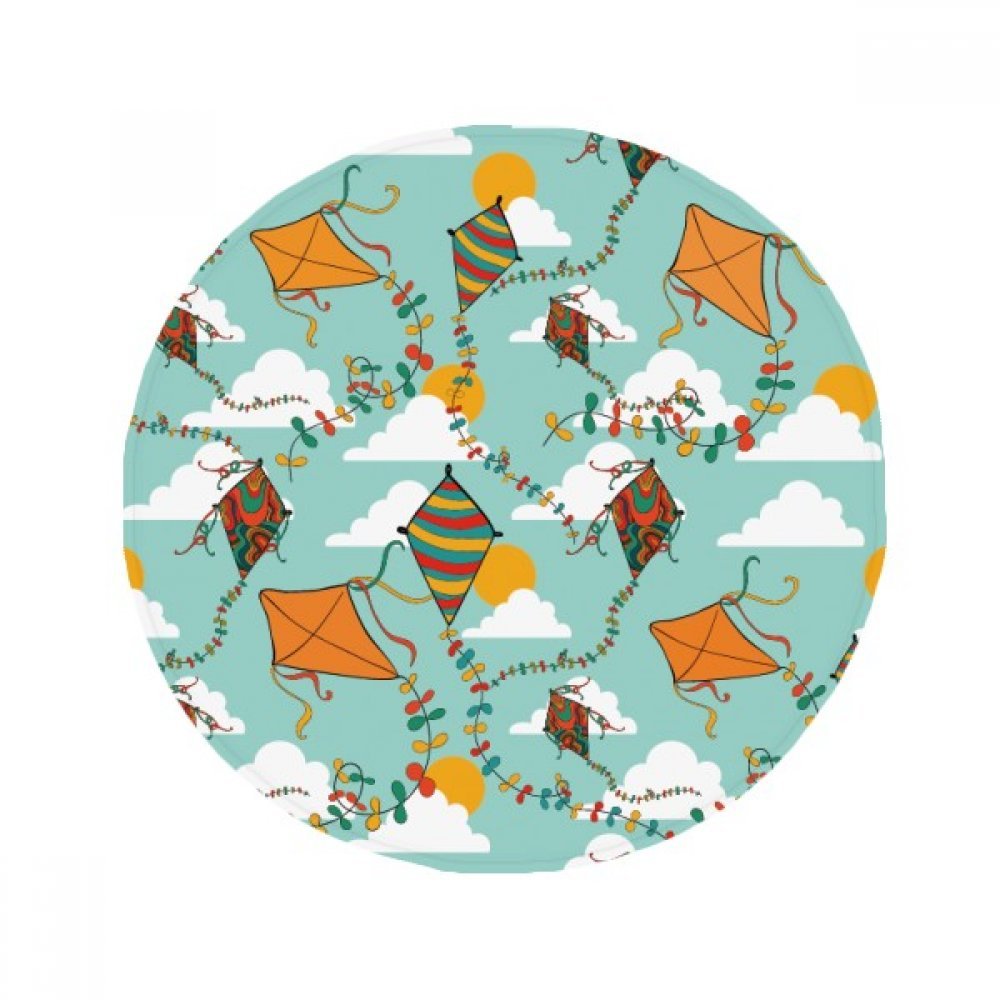Tapis de sol anti-slip rond géométrie colorée pour salon et cuisine 80cm