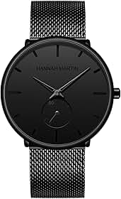 Relógio masculino preto ultra fino relógio de pulso masculino moda impermeável vestido pulseira de aço inoxidável