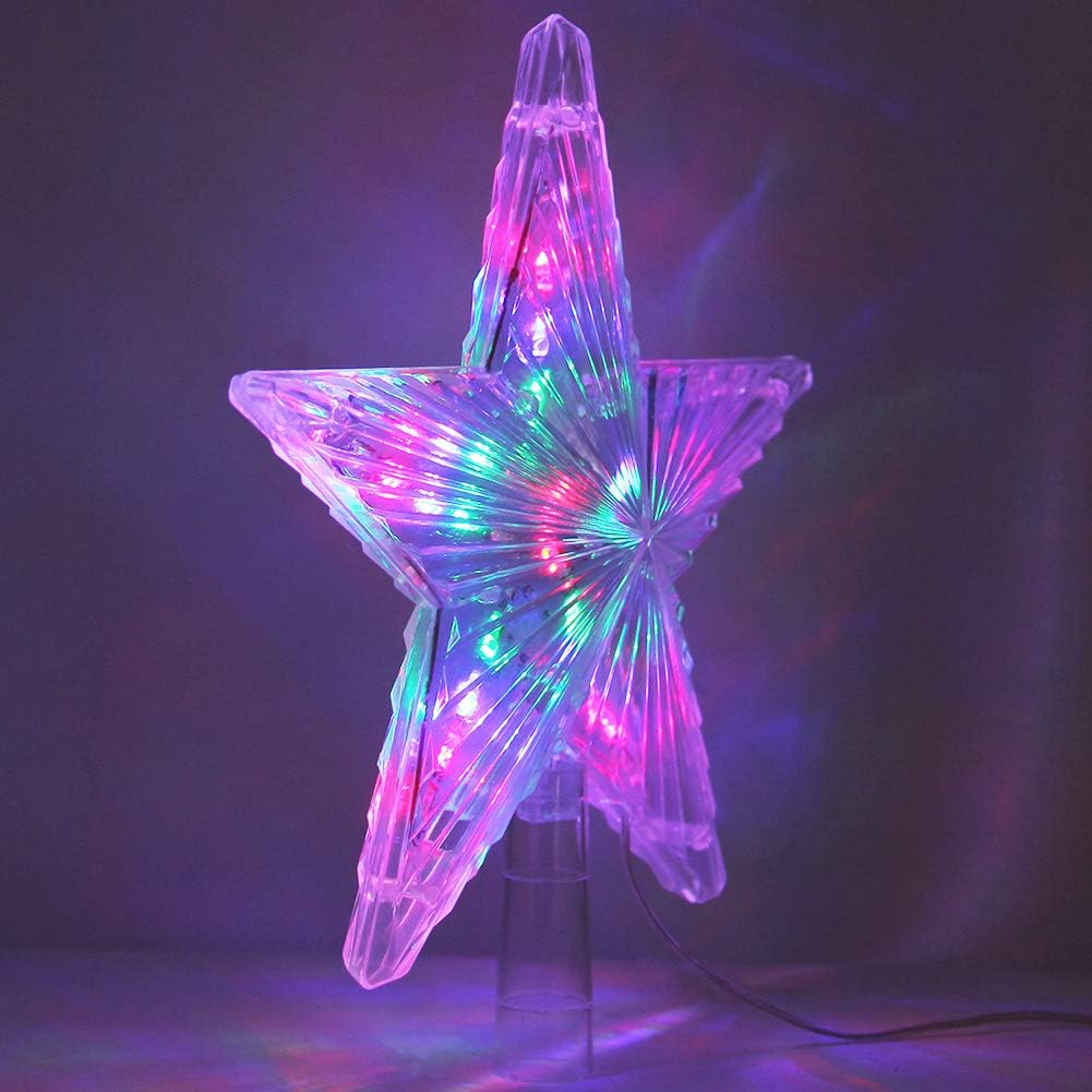 Blissun Star Tree Topper with 31 LED Lights, Multi-Color Twinkle Star Treetop Christmas Tree Decoration, 9 Inches