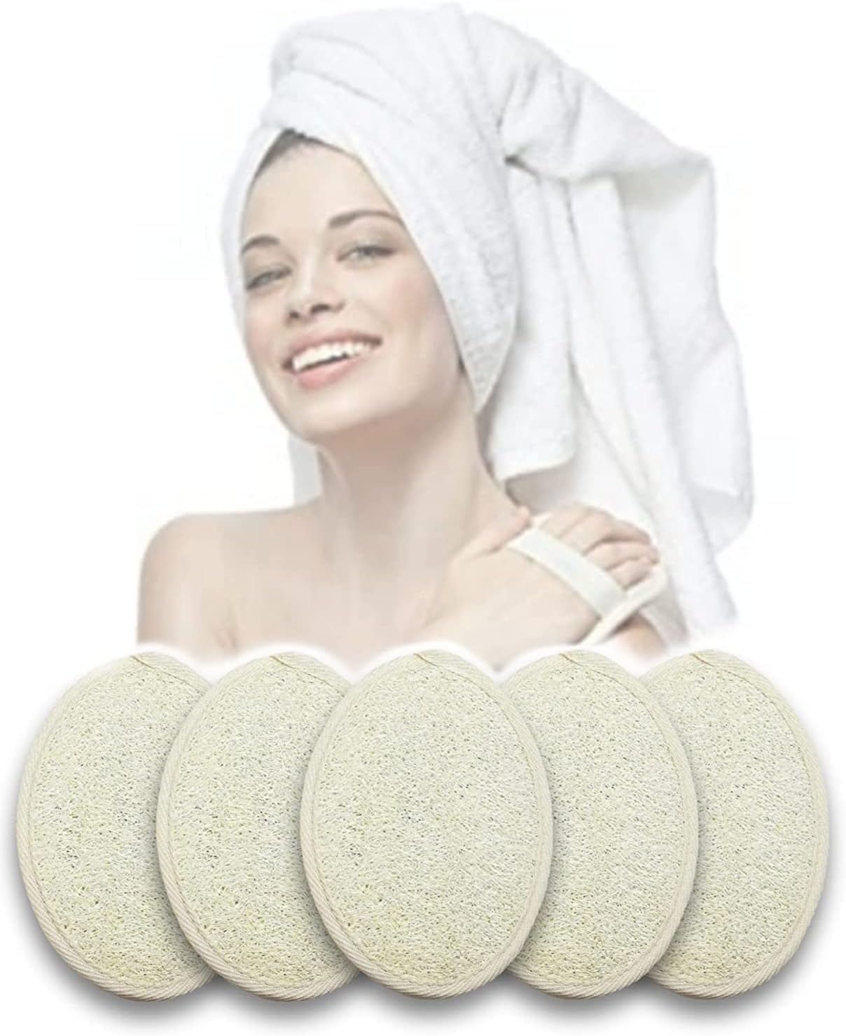 BBRATS Set of 5 Natural Loofah for Women Bath Sponge Oval Loofah for Men and Women Loofah for Bathing Bath Sponge for Bathing Bath Scrub Brush : Beauty & Personal Care