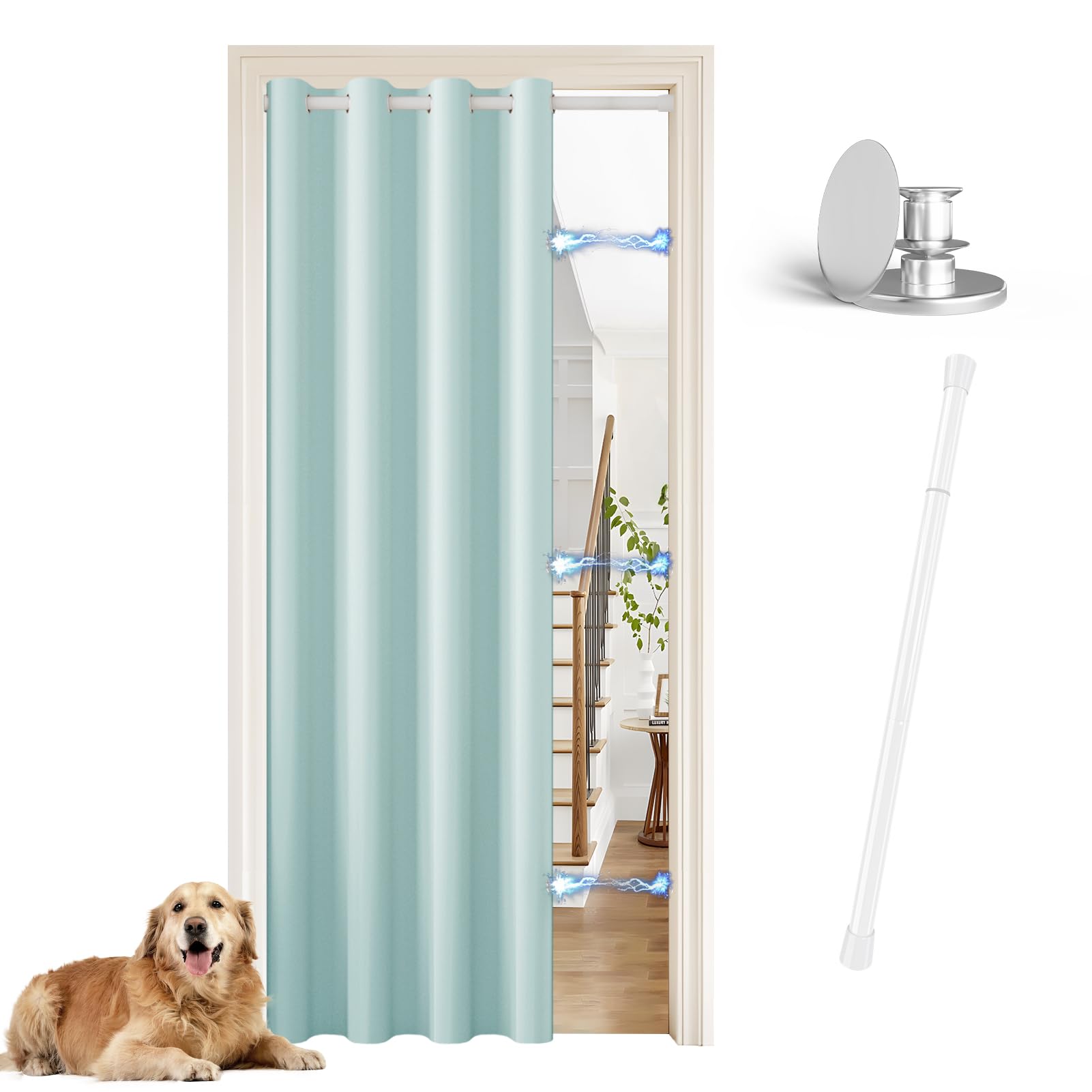 JCyh No-Drilling Door Curtain with Rod