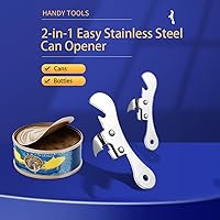 Vista 2 de Abrelatas manual de acero inoxidable para acampar, abrebotellas portátil (2 piezas)