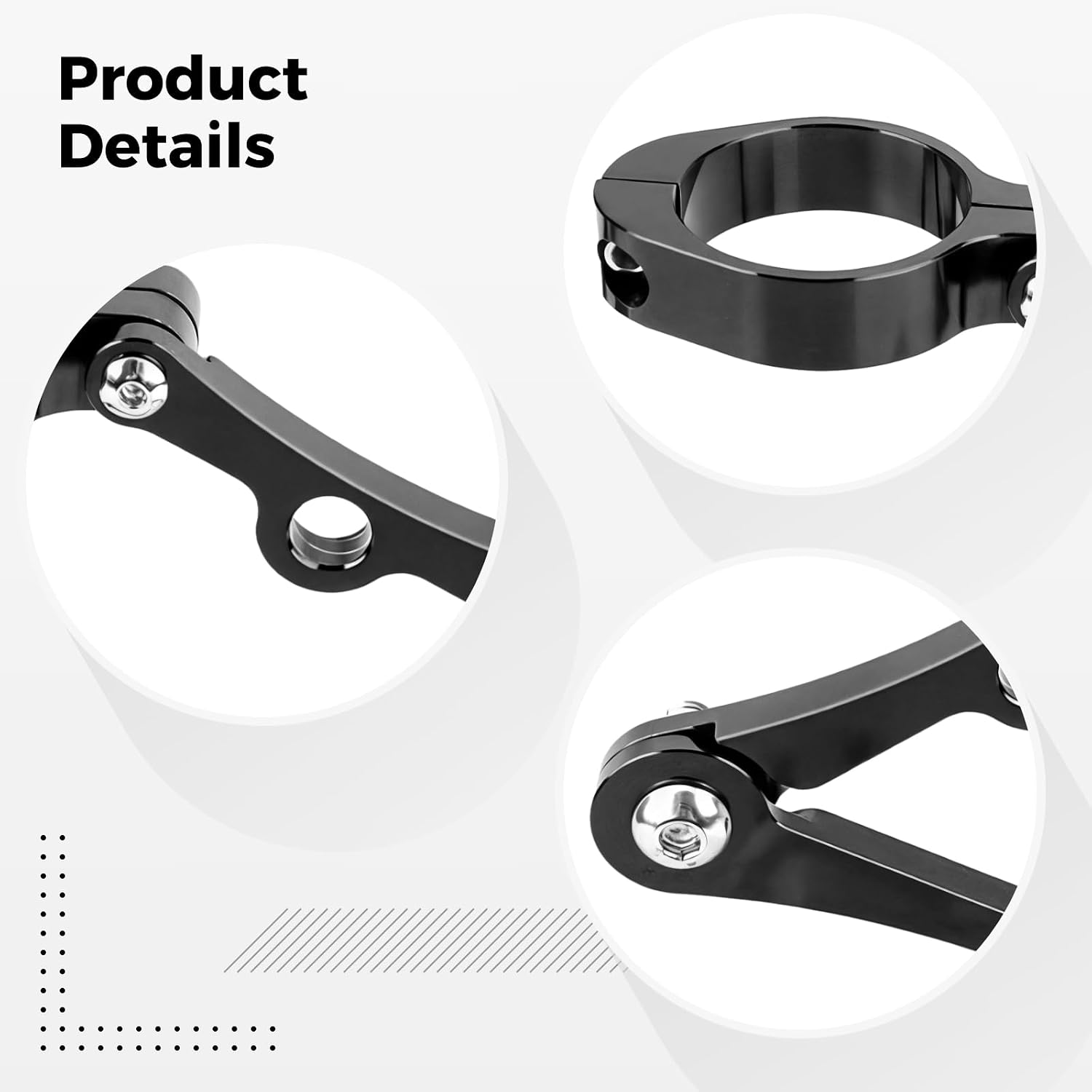 Motorcycle Headlight Bracket, Black Aluminum Mount with Adjustable CNC Clamp, Fits 39-41 mm Forks, for Custom Bikes