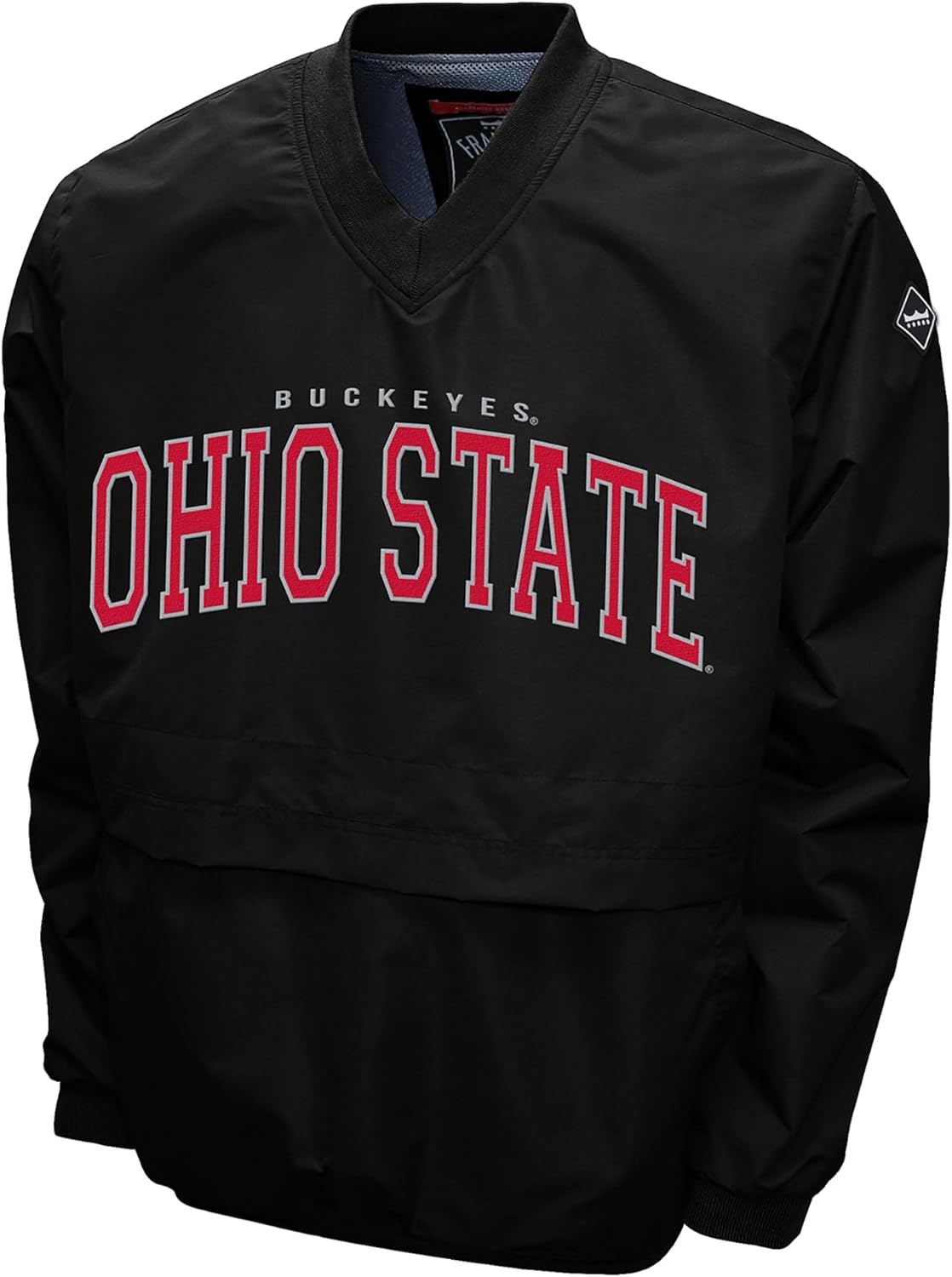 2Bhip NCAA Ohio State Buckeyes Adult Black Lightweight V-Neck Windbreaker Wind Shirt Pullover Jacket For Men