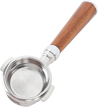 58mm Bottomless Portafilter, Stainless Steel Wood Handle Espresso Accessory for Expobar E61 Flair 58 Sanremo Faema Commercial Coffee Machines (Tracwood)