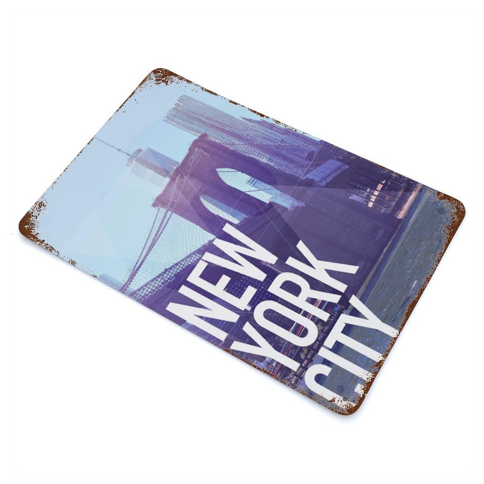 Garage Style New York City Vintage Rust Metal Sign 11.8"x7.9", Industrial Home Decor for Bar And Workshop