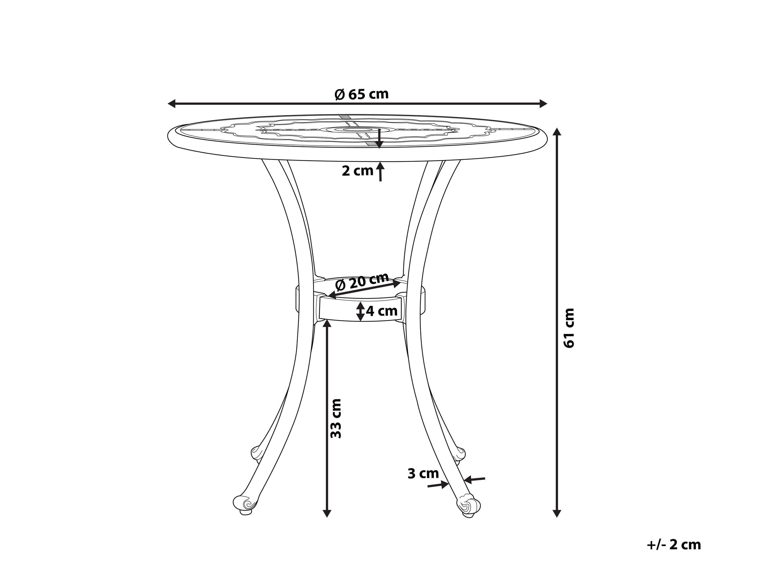 Stół ogrodowy brązowy aluminiowy okrągły otwór na parasol ø 65 cm Bovino
