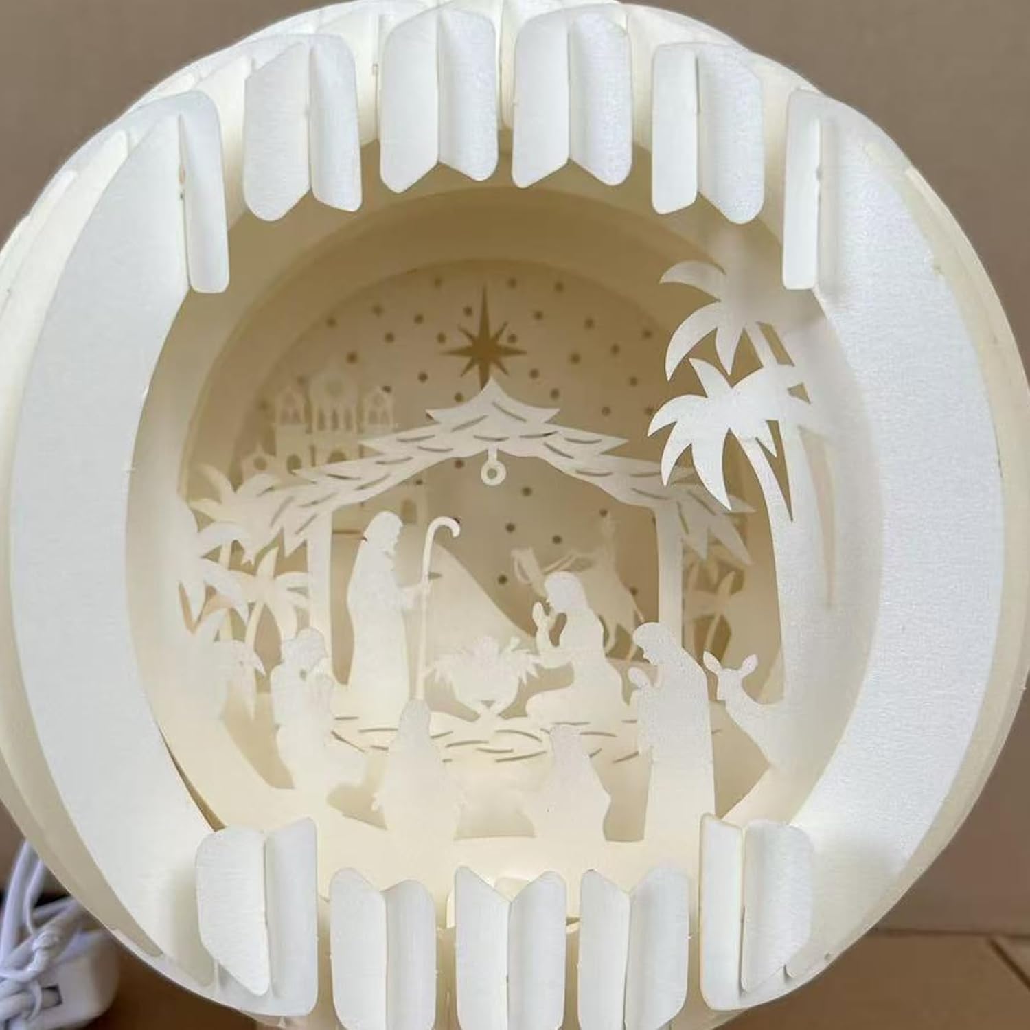 Up Nativity Scene Paper Cutting Christmas Set with LED Lights Tabletop Ornament Christmas Decorations Scene with Led Light