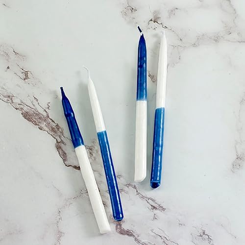 Vista 41 de Velas para Jánuca de Rite-Lite Judaica Hechas a mano, de color azul y blanco. Caja de 45 unidades. Azul y Blanco,Blanco,azul/blanco,Splash