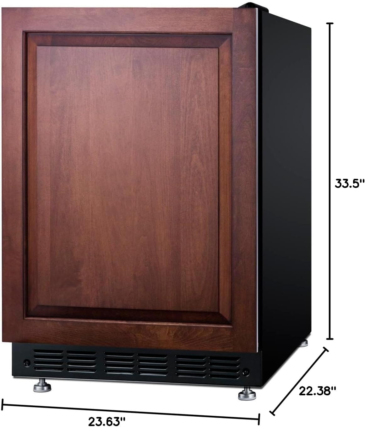 Summit CT66BK2SSRSIF 24” Wide Adjustable Under Counter Refrigerator-Freezer 4.9 cu.ft. with Panel-Ready Door (Panel Not Included) Automatic Defrost Operation, Black Interior (Panel Ready-RHD)