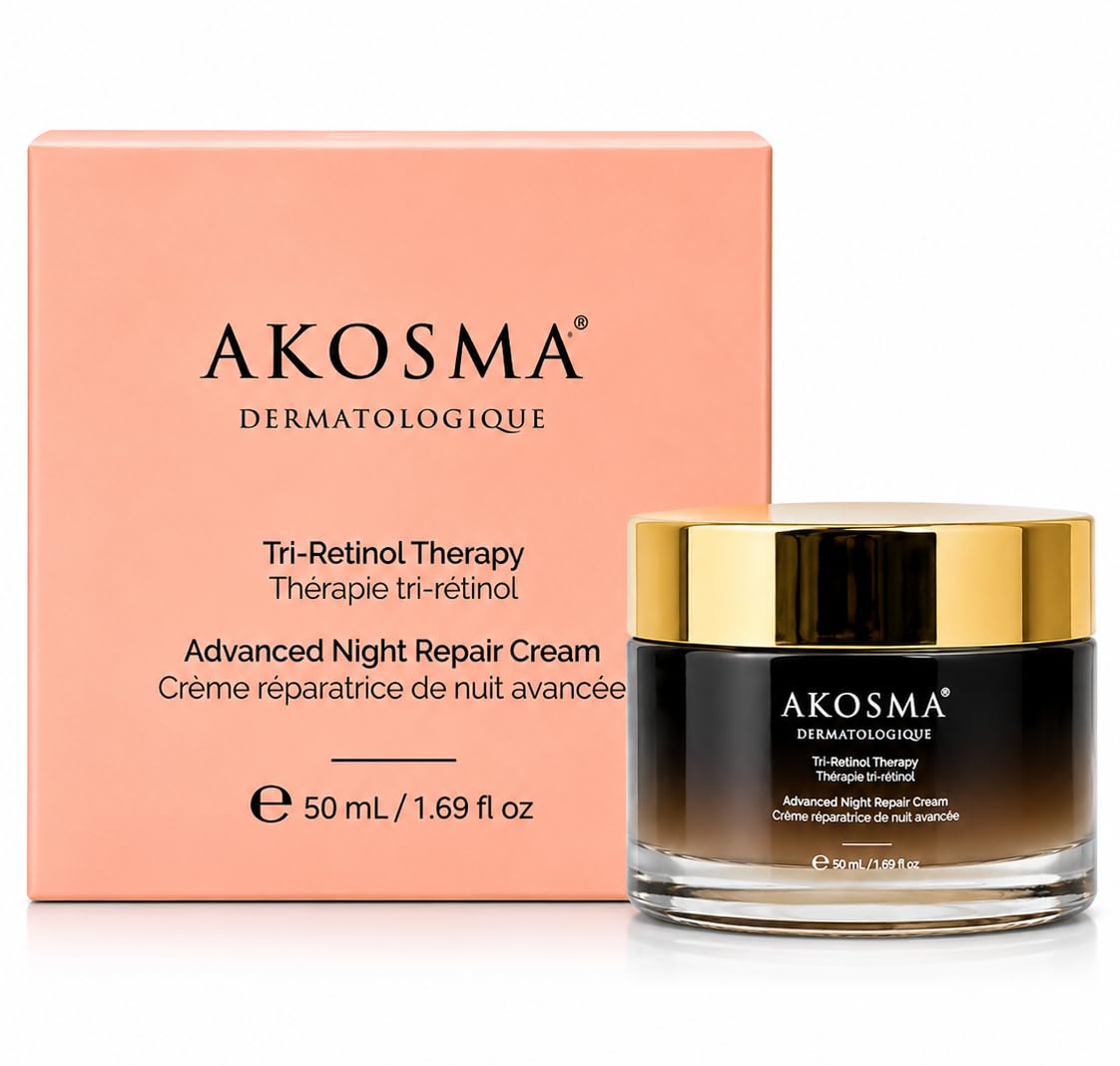 AKOSMA Advanced Night Repair Cream 50ml | Tri-Retinol Therapy Anti-Aging Face Cream | Overnight Skin Repair Moisturizer | Hydrates, Firms & Improves Skin Texture | For Women & Men-image-23