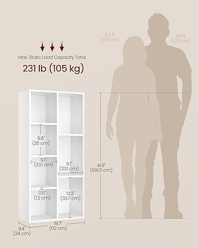 Miniatura 3 de VASAGLE CUSTOS Collection ULBC27WT - Librería, estantería de cubo con 7 compartimentos, 9.4 x 19.7 x 41.9 pulgadas, estante de almacenamiento