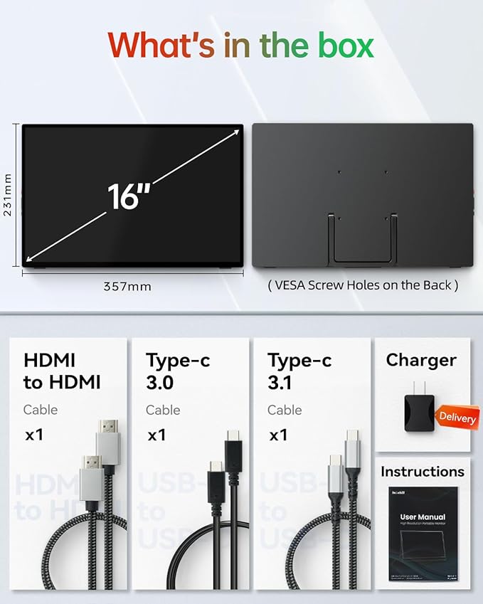Monitor Portátil 16" 120Hz HDR, Resolución 1920x1200 IPS miniatura 8