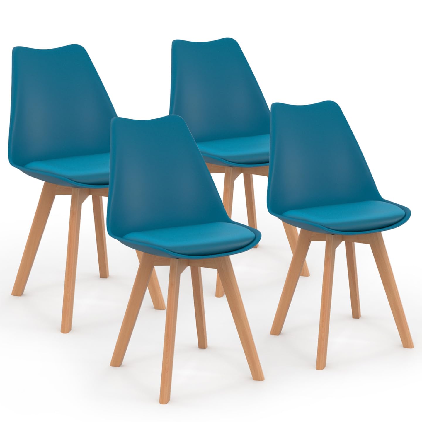 IDMarket - Set di 4 sedie da pranzo scandinave SARA blu anatra