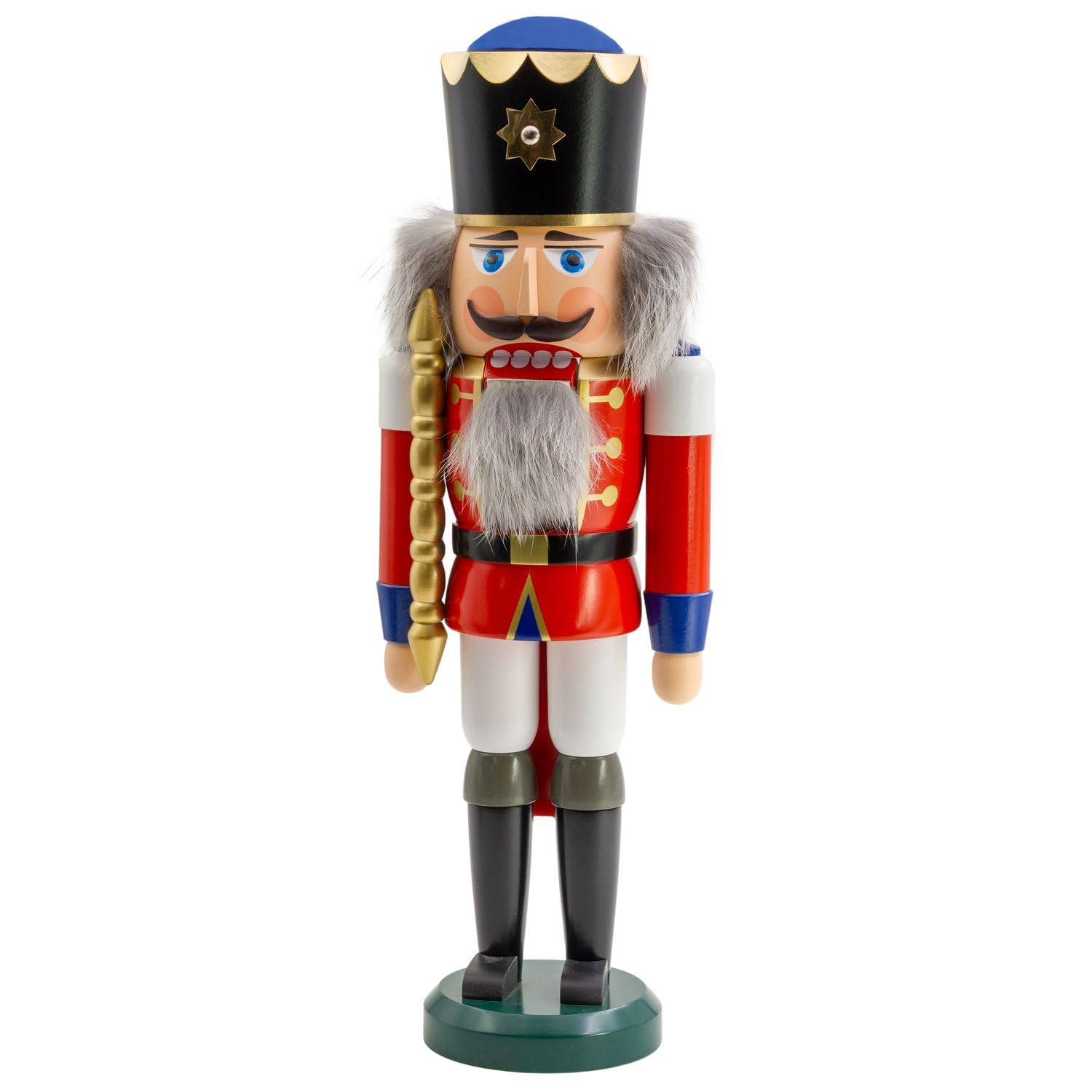 Seiffener Volkskunst | Nussknacker aus dem Erzgebirge | König mit Zepter 39 cm | Nussknackerfigur Deko Figur | Original Erzgebirgische Volkskunst | 11201/9 | rot Neuauflage