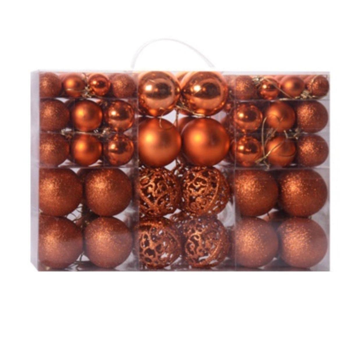 Boule De Noël Coffret Cadeau 100pcs 3-6CM Décorations d'arbre De Noël Boule Lumineuse Décoration Intérieure 9 Couleurs Mat Ball-100pcs Bronze