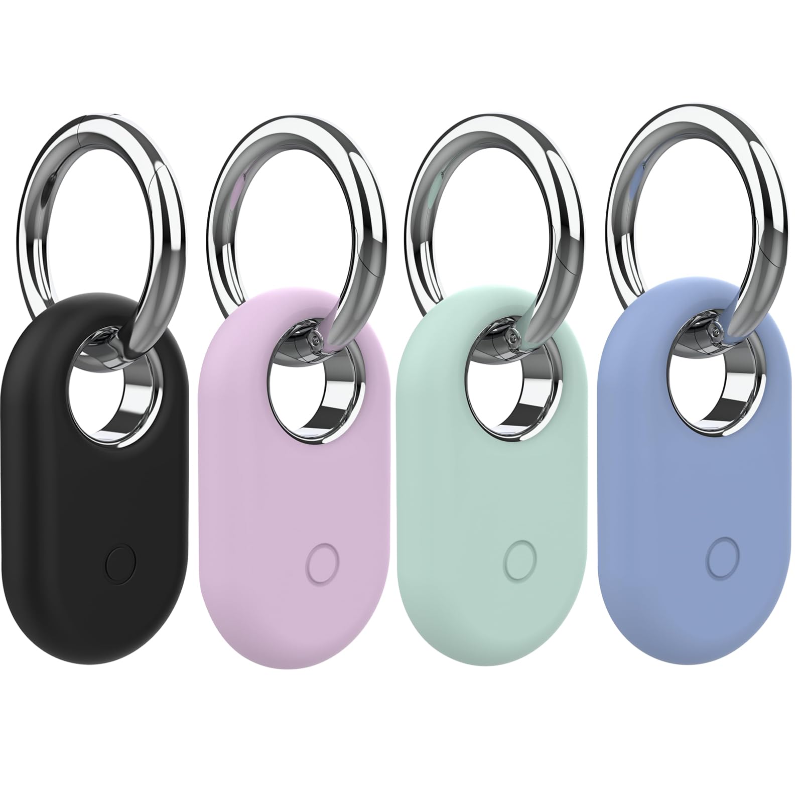 4 Pack Compatible with Samsung Smart tag 2 Case with Keychain, Soft Silicone for Galaxy Smart tag 2 Case, Scratch & Shock Resistant GPS Tracker Holder Cover, for Luggage, Car Keys, Dog Collar, Wallet