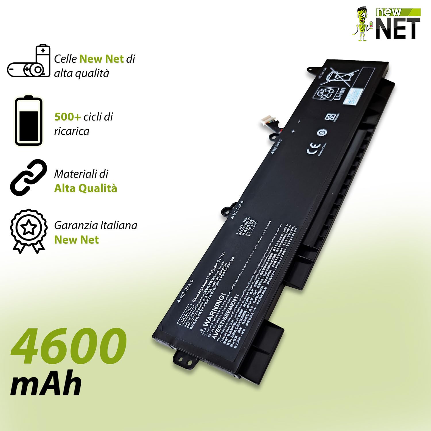 Batteria CC03XL HSTNN-DB9O compatibile con Pc Hp EliteBook 850 G7 G8 | con HP EliteBook 855 G7 G8, Zbook Firefly 15 G8 con P/N CC03056XL, L77622-2C1, L77622-2C2, L77991-005 [11.55 V - 4600 mAh]