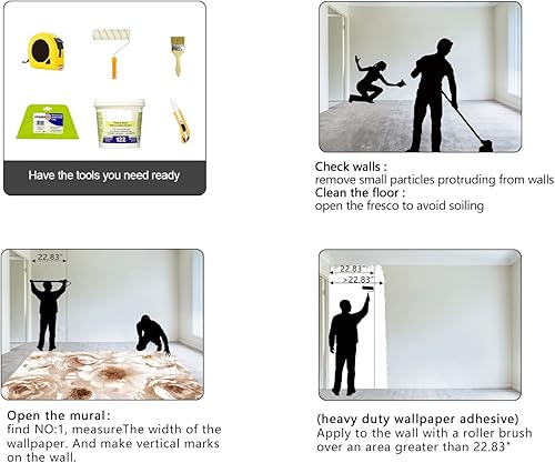 Miniatura 5 de WXHFM - Mural de pared floral para dormitorio de niñas, moderno mural de pared de flores para sala de estar, 91 x 65 pulgadas (no se puede despegar