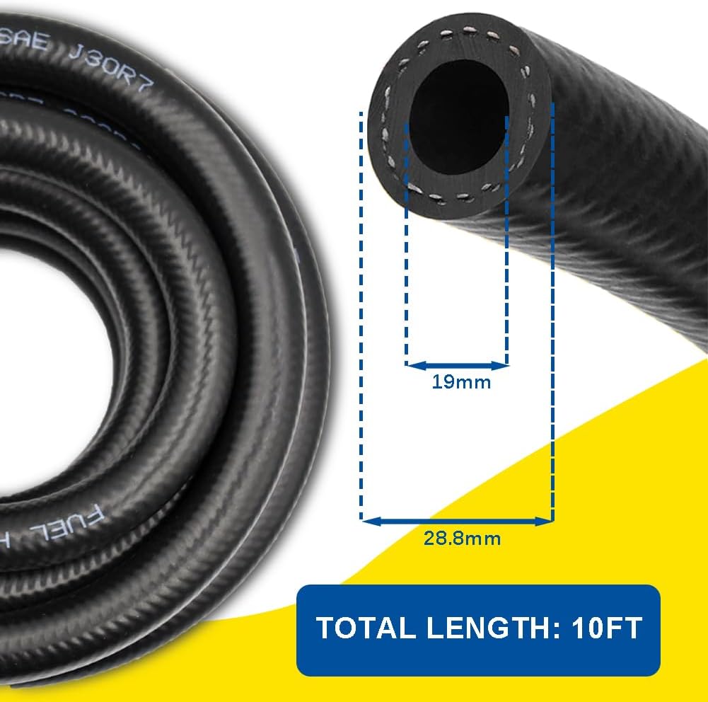 3/4Fuel Hose Line Push Lock NBR Rubber Hose 10FT 150PSI Wroking Pressure