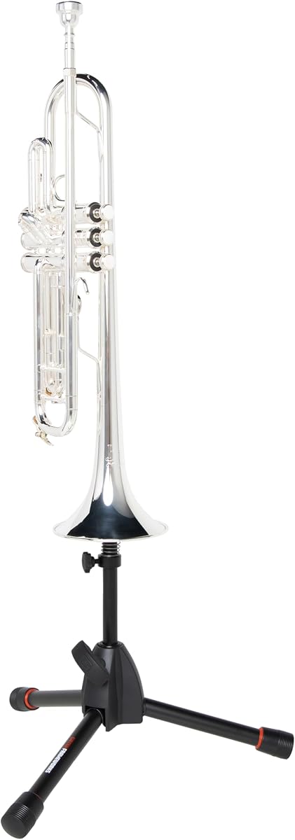 Tripod Style Stand for Standard-Sized Trumpets | Easily Collapsible for Travel Stable & Convenient Features Adjustable Height & Rubberized Bell Stop (GFW-BNO-TRUMPET)