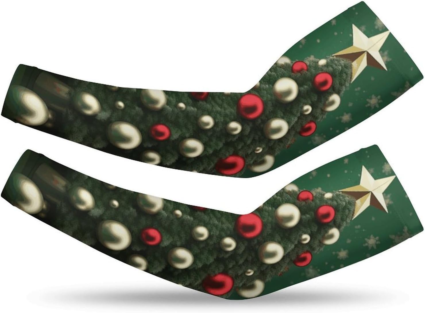 Round Ball Christmas Tree Arm Sleeves for Men Women Sun Protection Sleeves Cooling Compression Arm Covers for Sport