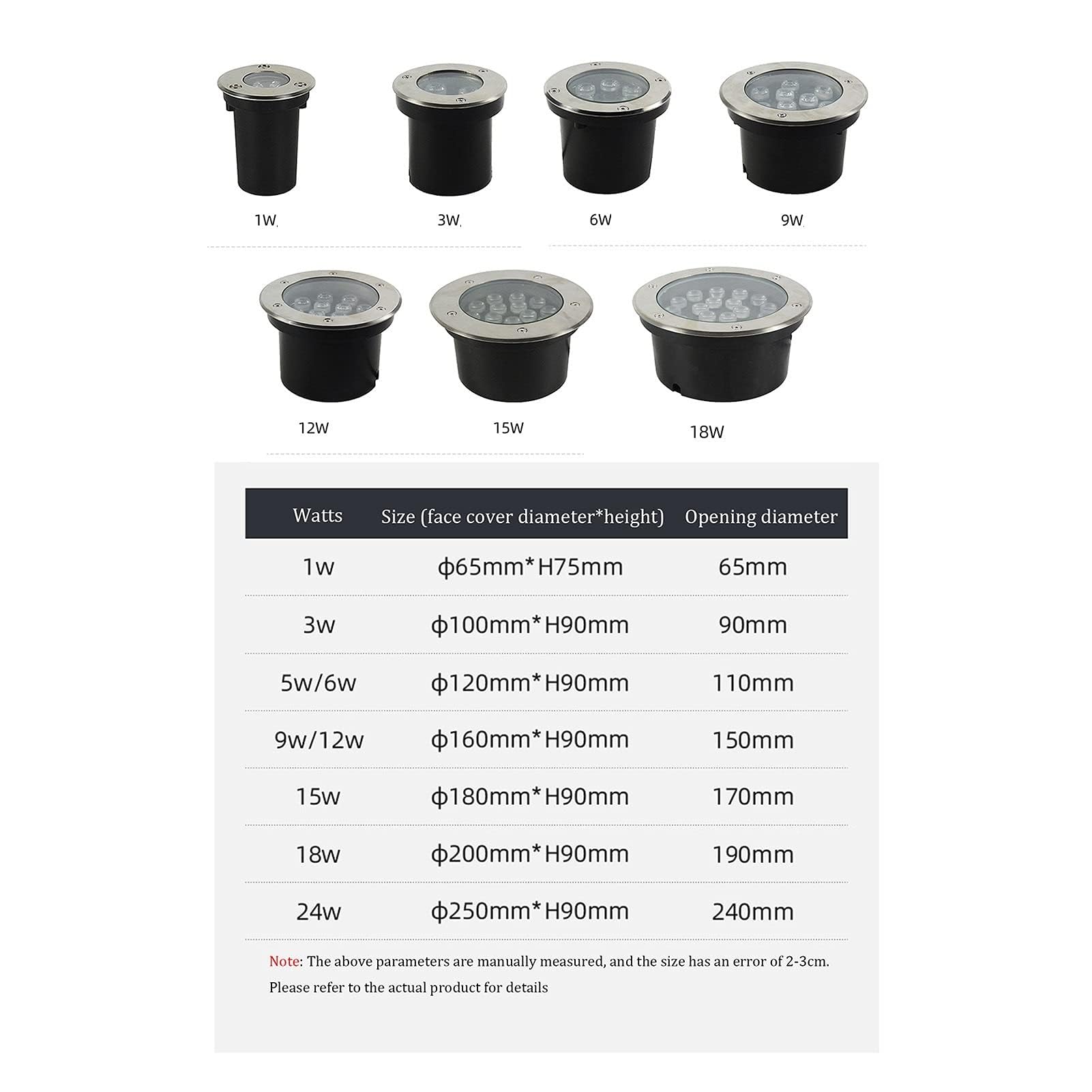 TTDGYYXW Lampada da LED da Incasso a Impermeabile da 15 W IP67 Faretto da Incasso per Esterni per GardLn Illuminazione da Giardino Staase Lampada da interrata AC Bianca Calda