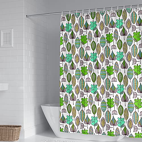 Rideau douche 120x180cm polyester vert jaune imperméable avec crochet - 2