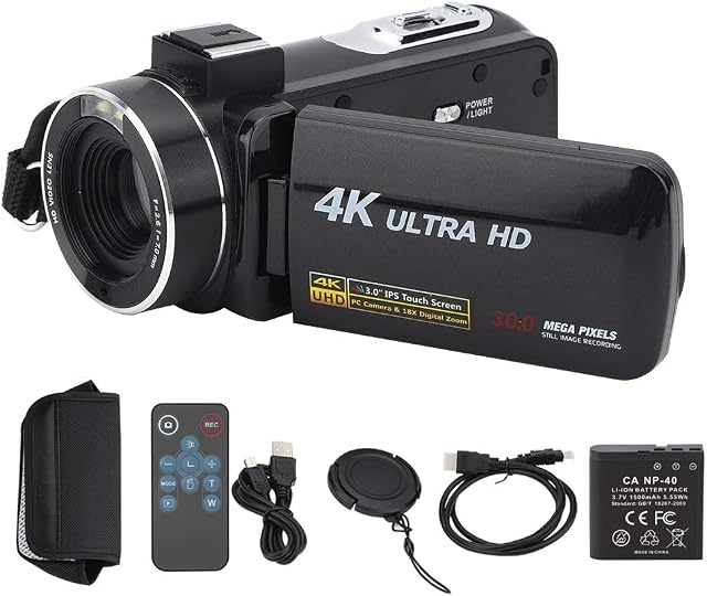 Cámara de Vídeo Digital 4K con Zoom 18X y Pantalla Táctil IPS 3"
