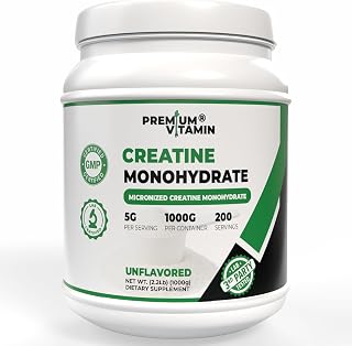 Creatine Monohydrate Powder Micronized 500 gram - 100% Pure - for Men & Women - 5000mg Per Serving - Gain Lean Muscle (1000 Gram (Pack of 1))
