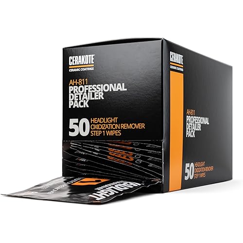 CERAKOTE® Ceramic Headlight Restoration Professional Detailer Pack (50 Step 1 Oxidation Removing Wipes) - Easily Remove Oxidation from Old and Faded Headlights