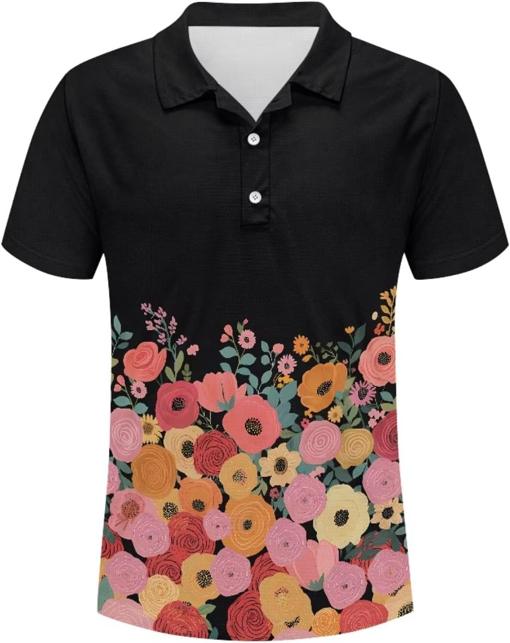 Men Casual Polo Shirts Funny Print Golf Shirts