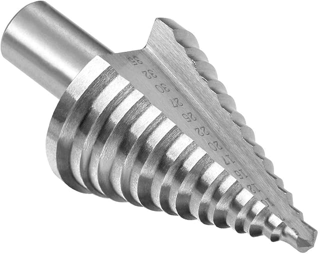 YYWEi HSS Step Drill Bit 5-35mm Cone Drill Bit Titanium Coated Double Slot Cone Cutting Drill for Steel, Wood, Plastic, Aluminum Copper DIY