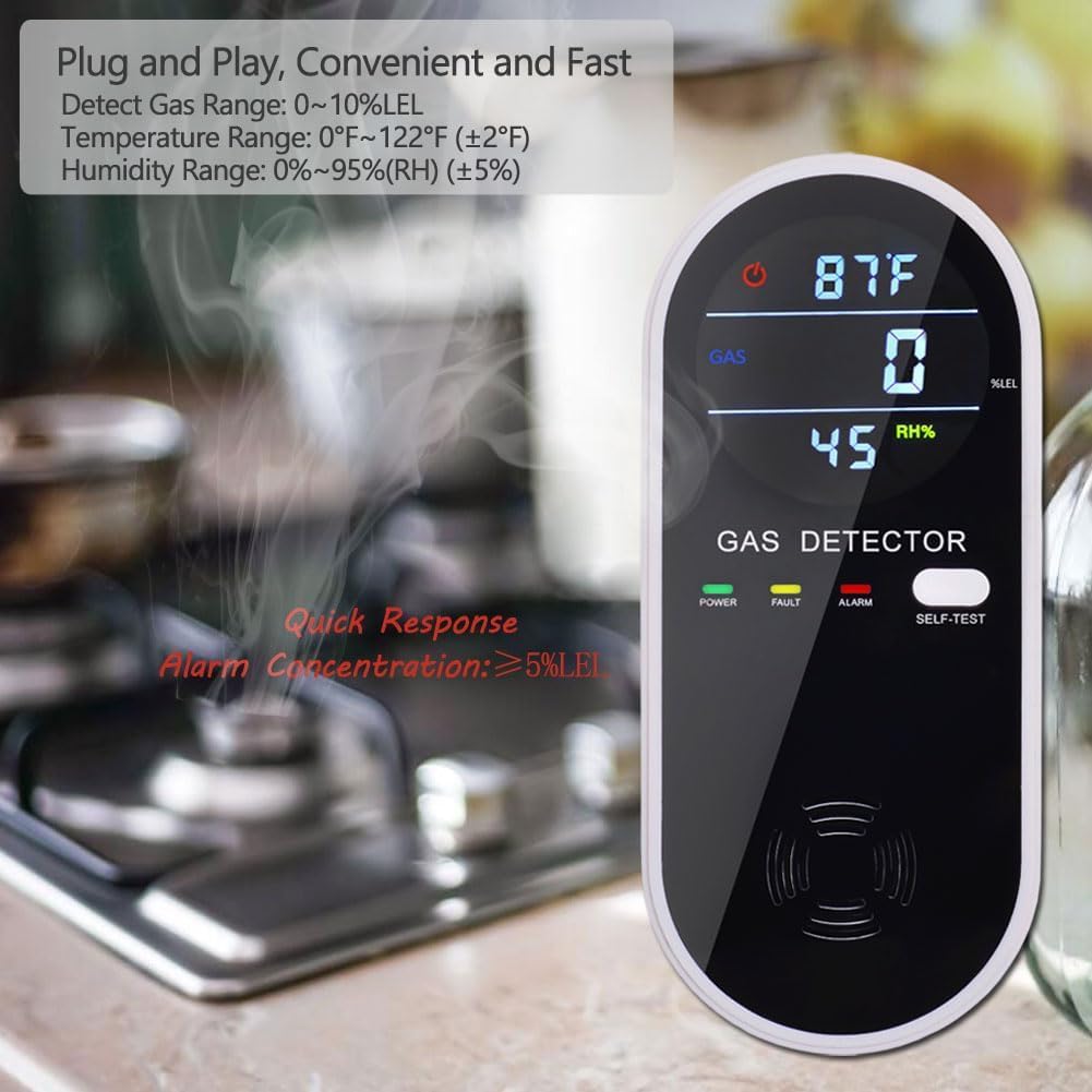 2 Packs Gas Detector & Alarm, KH Alert 3 in 1 Natural Gas Detectors & Propane Gas Detectors for Home & RV, Combustible Gas Leak Detector Monitor for LNG, LPG, Methane