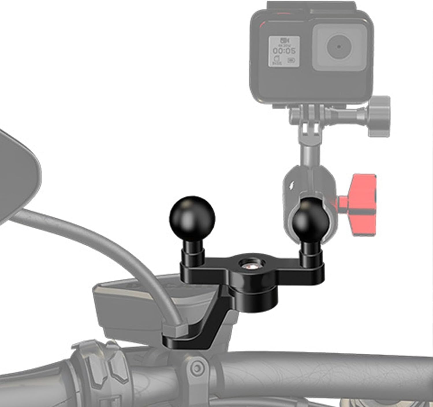 QMQJIA Motorcycle Front Fork Stem Base Mountimng Holder Stand Double Ballhead Adapter 25.4mm 1in Mount Bracket Black