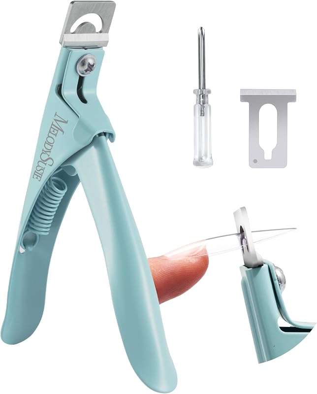 MelodySusie Cortauñas acrílicas, cortaúñas profesionales para uñas acrílicas, puntas de uñas postizas, cortaúñas ajustable de acero inoxidable, herramienta de manicura para salón de uñas en casa, color verde