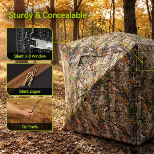 Rhino Valley Hunting Blind 360° See Through, 3-4 Person Pop Up Double Door by Rhino Valley - Used condition - Image 4