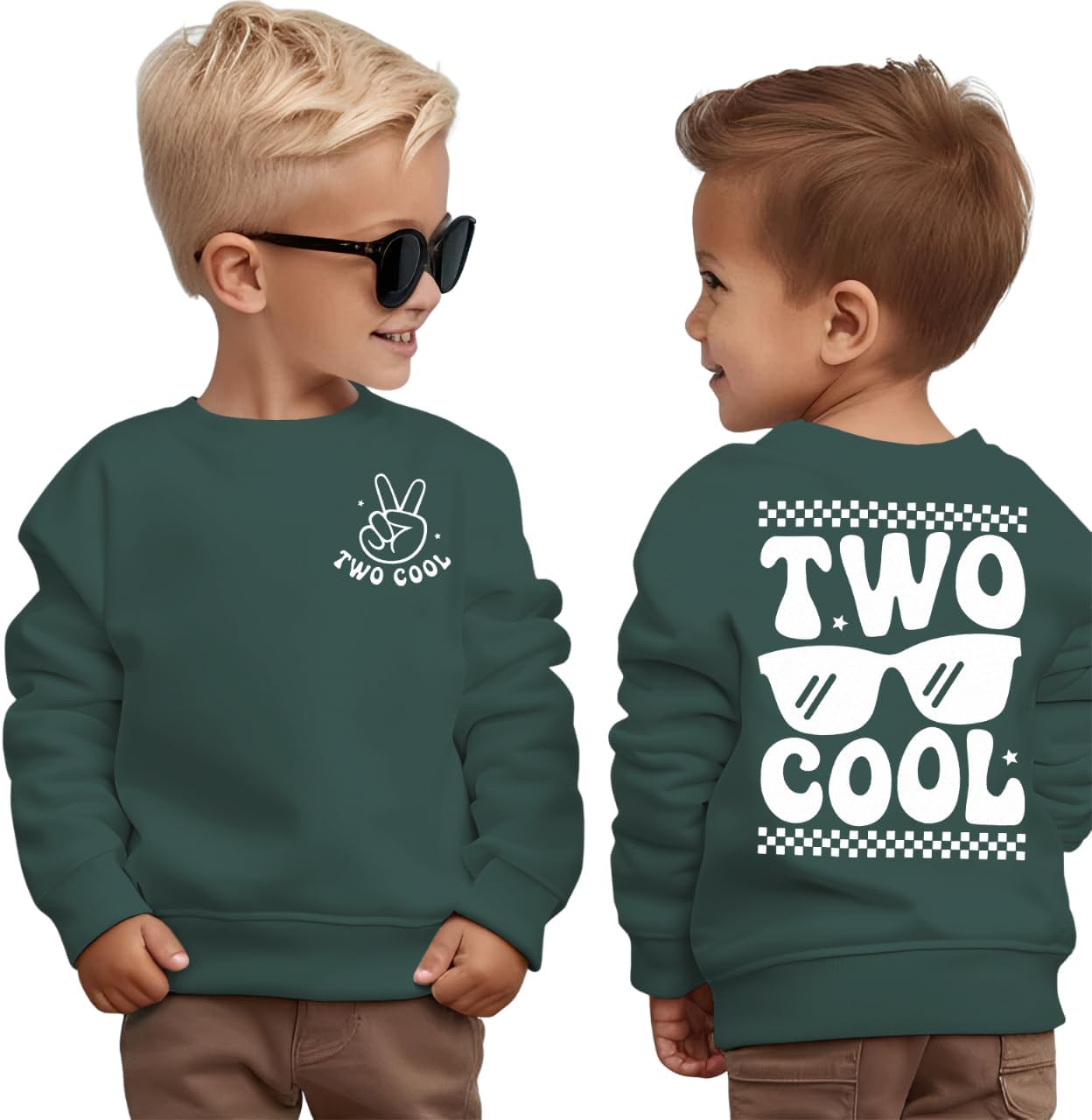 KEKEMI Two Cool Birthday Sweatshirt Toddler Boy 2T Birthday Long Sleeve Shirt 2 Years Old Bday Party Outfit Fall Tops Clothes