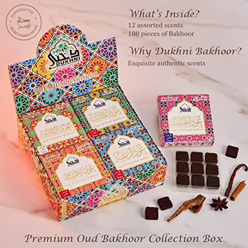 Oud Bakhoor Collection Set & Attar Oil Set By Dukhni | Arabic Incense & Fragrance Oils | 120 Pcs Bakhoor & 6 Attar Bottles | Luxurious Long-Lasting Assorted Fragrances | العطار العربي | دخني عود بخور #TOP1