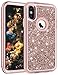 Vofolen Bling Case for iPhone Xs Max Case Glitter Cover Full-Body Protection Heavy Duty Hybrid Protective Hard Shell Silicone Rubber Armor with Front Bumper for iPhone Xs Max 10S Max 6.5" (Rose Gold)