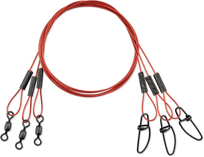 AFW líder de pesca acero inoxidable rojo 18 pulg 3 piezas miniatura 2