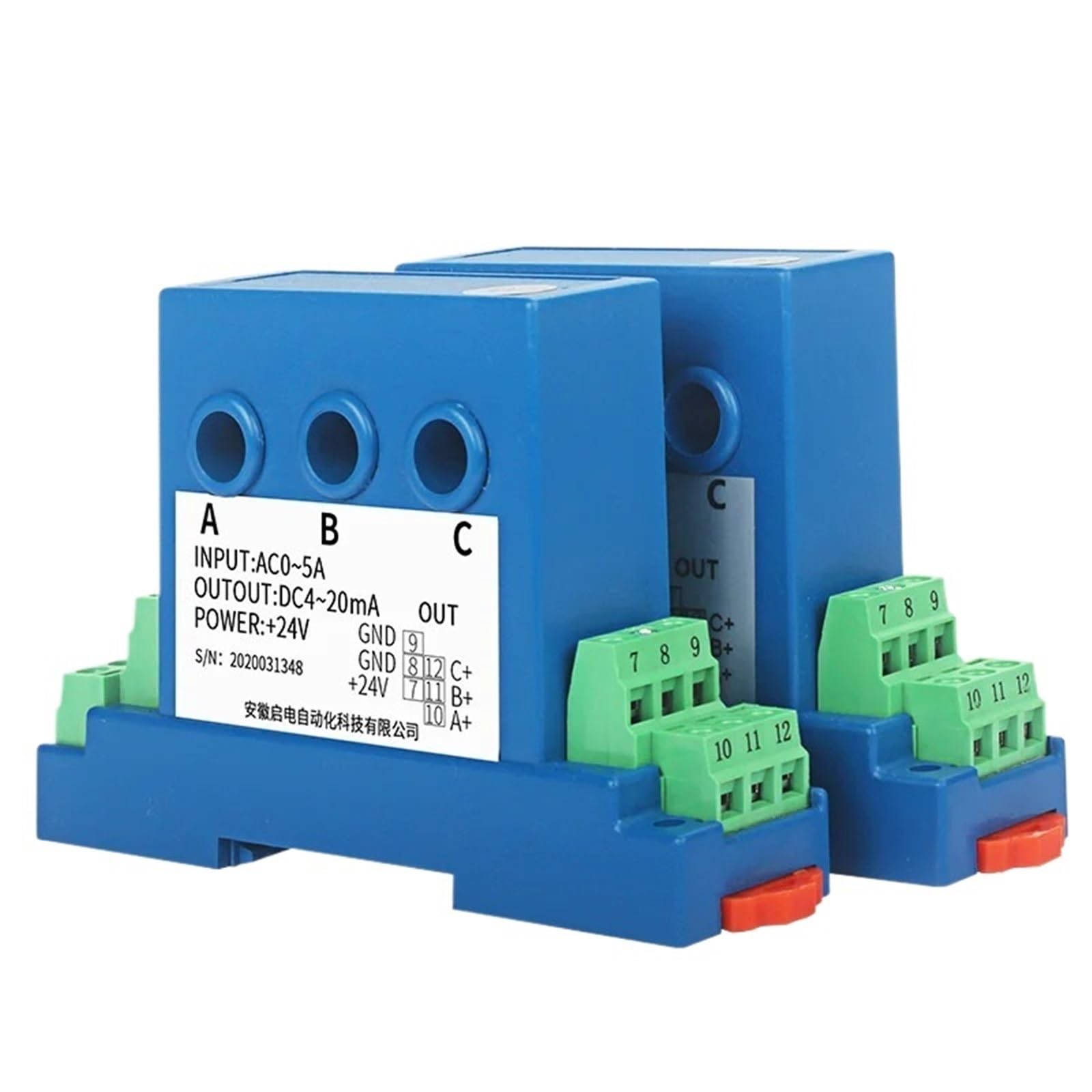 Module de transmission triphasé 4-20mA 0-10V avec isolation totale 24V