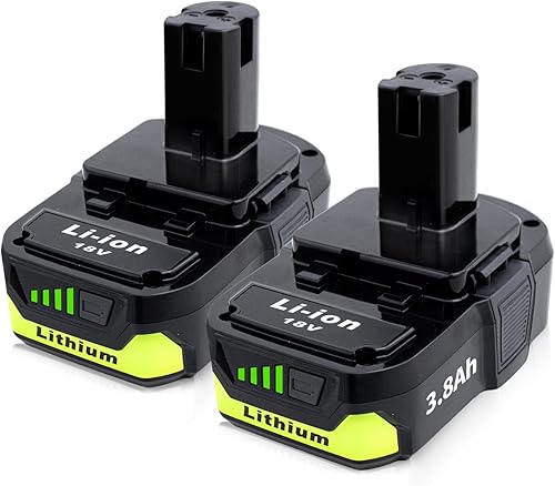 Miniatura 1 de Paquete de 2 baterías de repuesto de 3800 mAh para Ryobi de 18 V compatibles con batería de litio Ryobi de 18 V P102 P103 P104 P105 P107 P108 P109