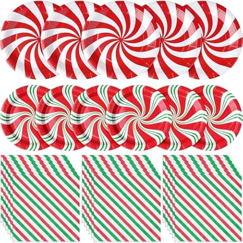 150 Pcs Christmas Candy Cane Tableware Set Cover