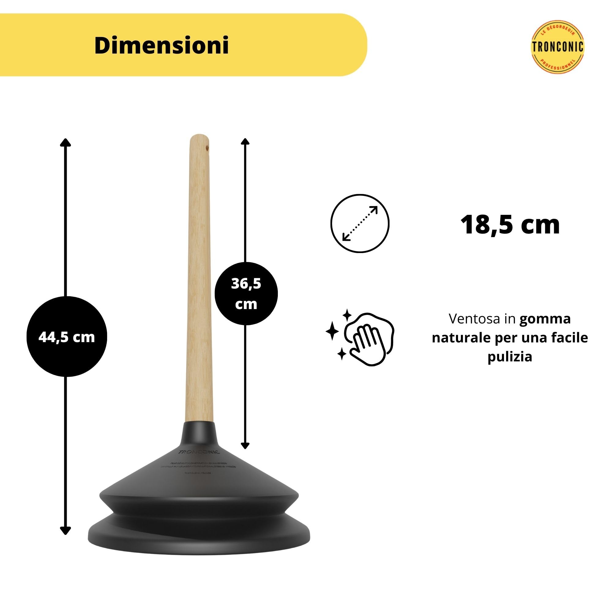 Tronconic - 80 KG di aspirazione - stura lavandini e scarichi - sturalavandino - stura wc - sturatubi - ventosa sturalavandini - Made in France…