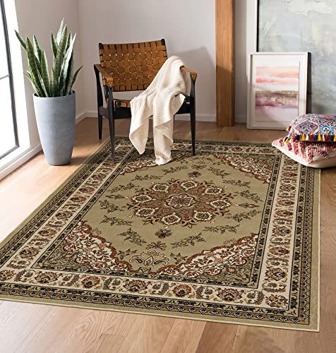 Rugland Area Rug 5X7 - Non-Slip Medallion Oriental Washable Rug, Stain Resistant Traditional Persian Rugs For Living Room(5'X7', Beige) #TOP12