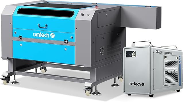 OMTech 60W CO2 Laser Engraver with Water Chiller, 20x28 Inch Laser Engraving Cutting Etching Machine with Autofocus Autolift 4 Way Pass Air Assist, Commercial Laser Cutter for Wood Glass Acrylic More